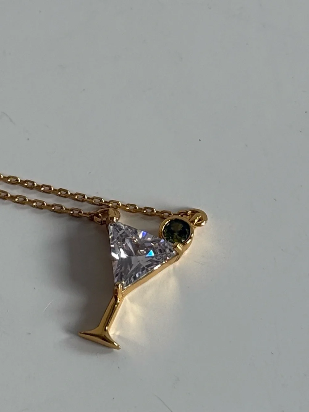 kate spade Gold Martini Glass Pendant Necklace with Crystal Accent
